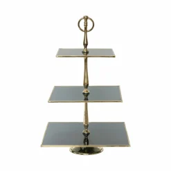 Sale Home Line Glass Decorative 3-Tier Cake Stand, 25cm, Black Serving Platters