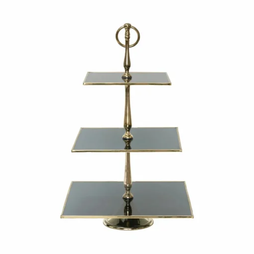 Sale Home Line Glass Decorative 3-Tier Cake Stand, 25cm, Black Serving Platters