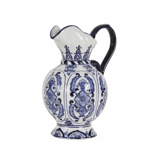 Home Lisbon Handled Vase, 18cm, White Blue Vases