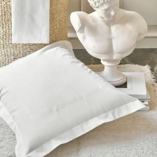 Home Livia Percale Embroidered 100% Turkish Cotton Duvet Cover Set, Double, White Duvet Cover Sets