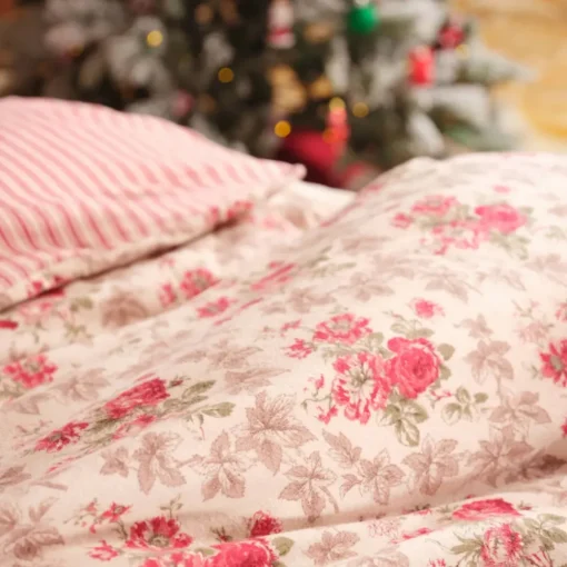 Hot Home Luis 100% Turkish Cotton Flannel Duvet Cover Set with Bed Sheet, Double, Red Multi Duvet Cover Sets