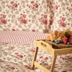 Hot Home Luis 100% Turkish Cotton Flannel Duvet Cover Set with Bed Sheet, Double, Red Multi Duvet Cover Sets