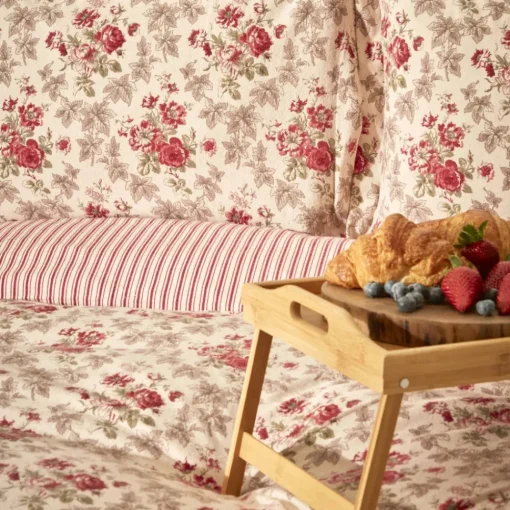 Hot Home Luis 100% Turkish Cotton Flannel Duvet Cover Set with Bed Sheet, Double, Red Multi Duvet Cover Sets