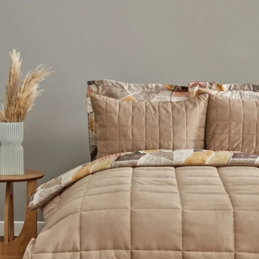 Outlet Home Lydia Bedding Set, Double, Beige Bedding Sets|Duvet Cover Sets