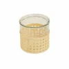 Outlet Home Melenie Glass Tealight Candlestick, 12cm, Yellow Transparent Candle Holder|Candles
