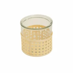 Outlet Home Melenie Glass Tealight Candlestick, 12cm, Yellow Transparent Candle Holder|Candles