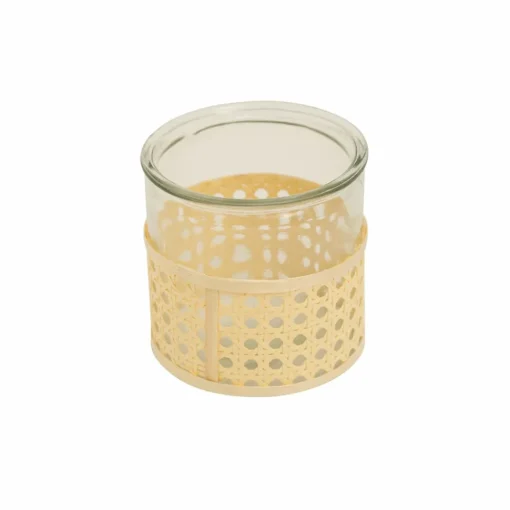 Outlet Home Melenie Glass Tealight Candlestick, 12cm, Yellow Transparent Candle Holder|Candles