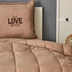 Sale Home Motto 100% Turkish Cotton Comfort Set, Single, 155cmx220cm, Beige Duvets