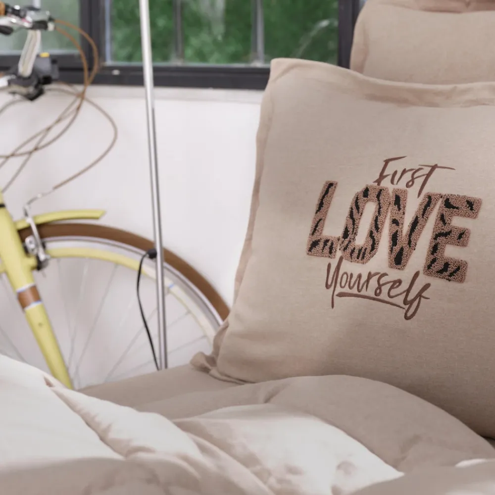 Clearance Home Motto 100% Turkish Cotton Comfort Bedding Set, Double, Beige Bedding Sets|Duvet Cover Sets