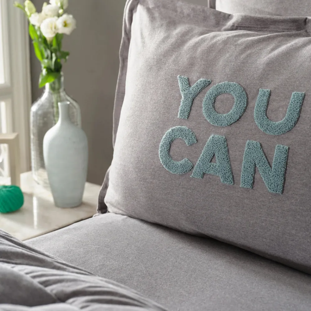 New Home Motto Cotton Comfort Bedding Set, Double, Grey Bedding Sets