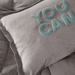 New Home Motto Cotton Comfort Bedding Set, Double, Grey Bedding Sets