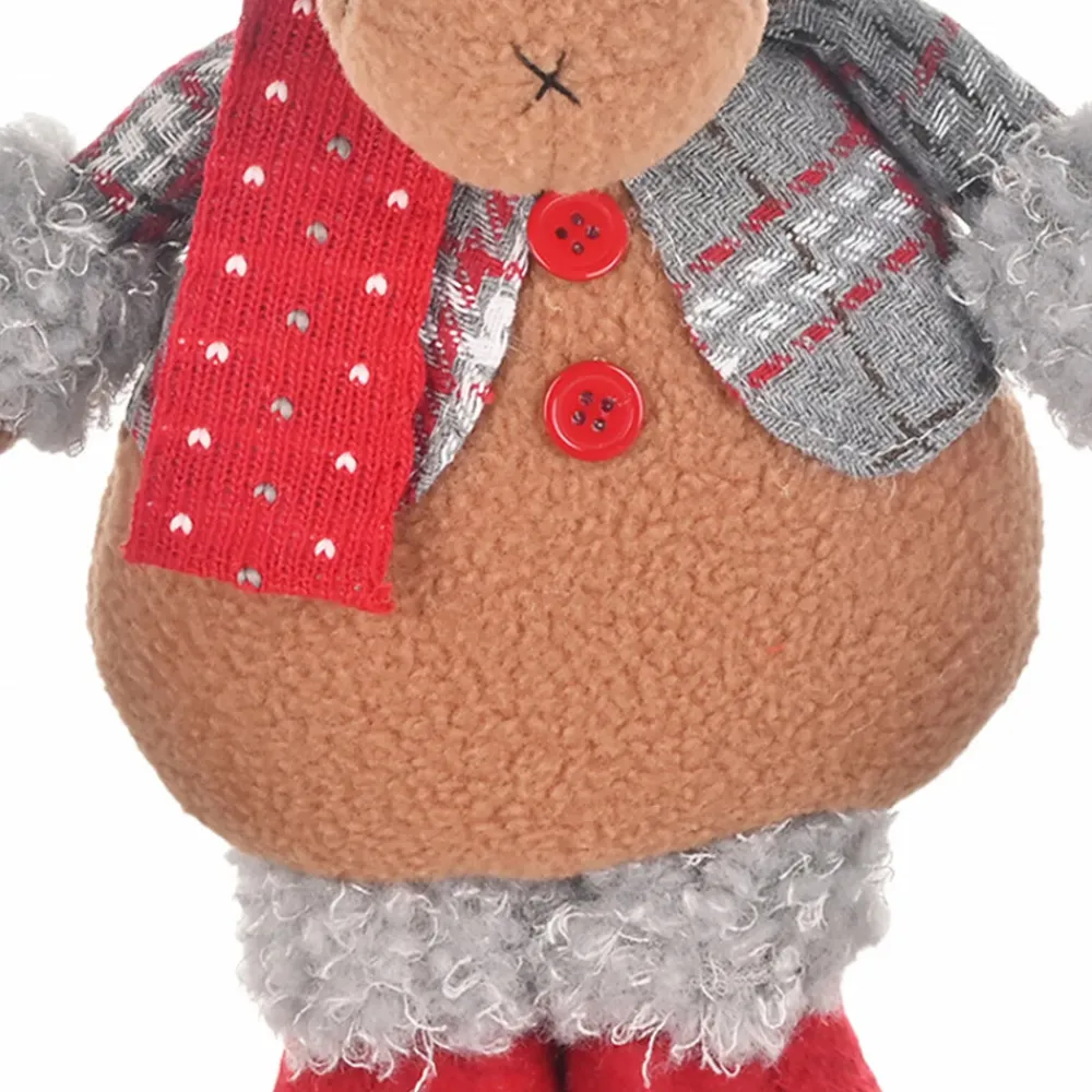 Outlet Home New Year Christmas Standing Reindeer Plush Toy Decoration, 32cm, Multi Ornaments