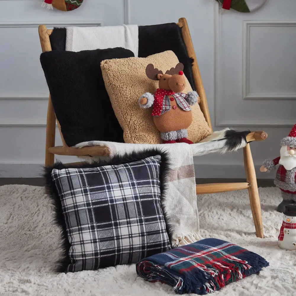 Outlet Home New Year Christmas Standing Reindeer Plush Toy Decoration, 32cm, Multi Ornaments