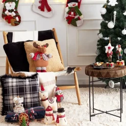 Outlet Home New Year Christmas Standing Reindeer Plush Toy Decoration, 32cm, Multi Ornaments