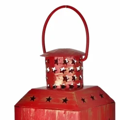 Online Home New Year Christmas Tree Metal Decorative Led Light Lantern, 13cm, Red Ornaments