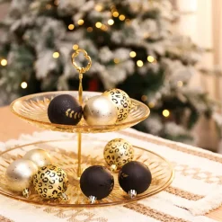 Home New Year Christmas Leopard Tree Bauble Set, 9 Piece, 6cm, Multi Ornaments