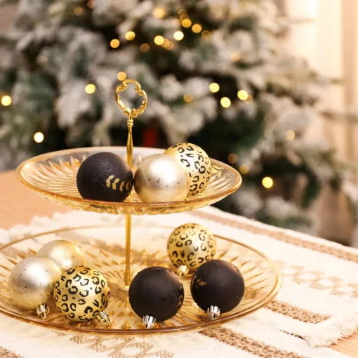 Home New Year Christmas Leopard Tree Bauble Set, 9 Piece, 6cm, Multi Ornaments