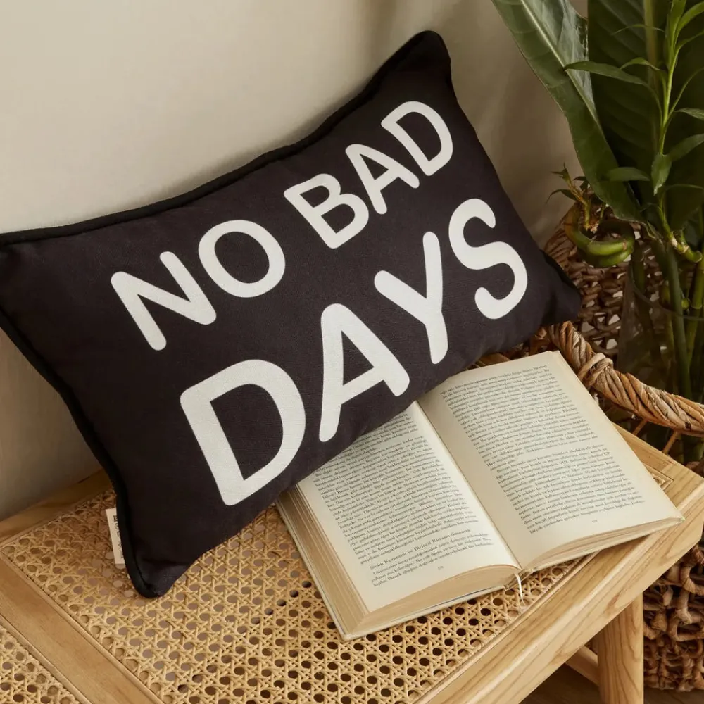 Hot Home No Bad Days Filled Cushion, 35cmx55cm, Black-White Cushions