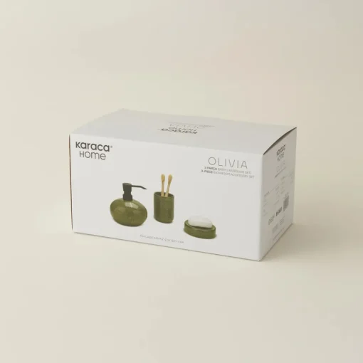 Discount Olivia 3-Piece Bathroom Accessory Set, Olive Green Bath Accessories