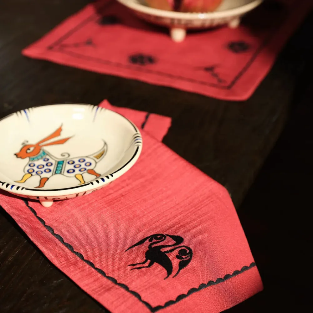 Hot Home Paye Seljuk Collection 100% Turkish Cotton Embroidered Runner Set with Napkin Set, 12 Piece, Multi Tablecloths