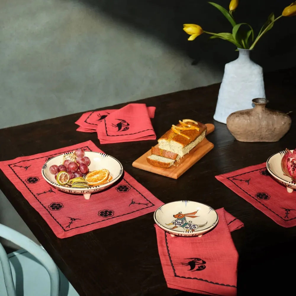 Hot Home Paye Seljuk Collection 100% Turkish Cotton Embroidered Runner Set with Napkin Set, 12 Piece, Multi Tablecloths