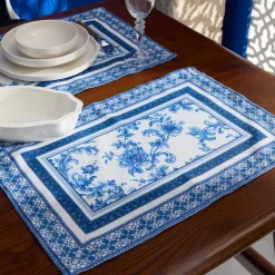 Home Rosario Care Free Runner, 32x45cm, Blue White Tablecloths