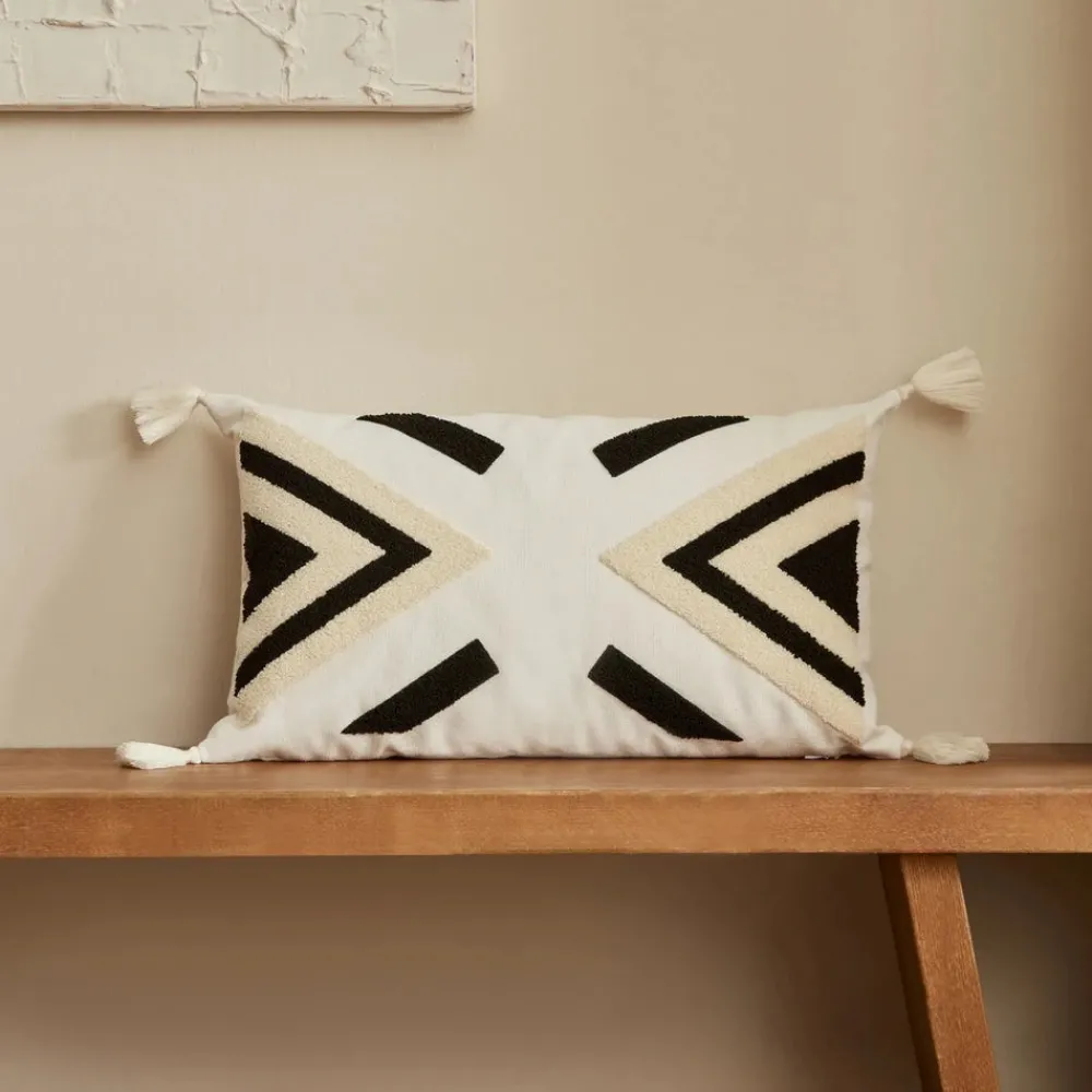 Sale Home Russo Filled Cushion, 31cmx50 cm, Beige-Black Cushions