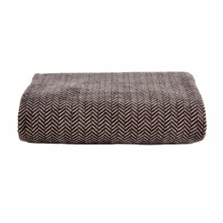 Outlet Home Sandra Herringbone Pattern Blanket, 200x220cm, Double, Grey Throws & Blankets