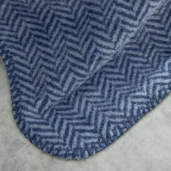 Best Home Sandra Herringbone Pattern Blanket, 200x220cm, Double, Indigo Throws & Blankets