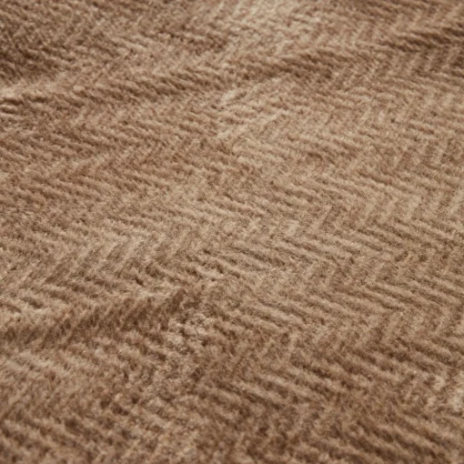 Outlet Home Sandra Herringbone Pattern Blanket, 200x220cm, Double, Beige Throws & Blankets