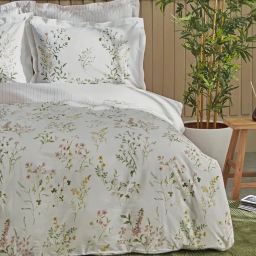 Outlet Home Sera 100% Turkish Cotton Duvet Cover Set with Bed Sheet, Double, Green Duvet Cover Sets
