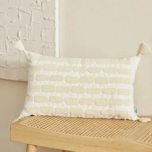 Home Sheri Filled Cushion, 31cmx50cm, Cream Cushions