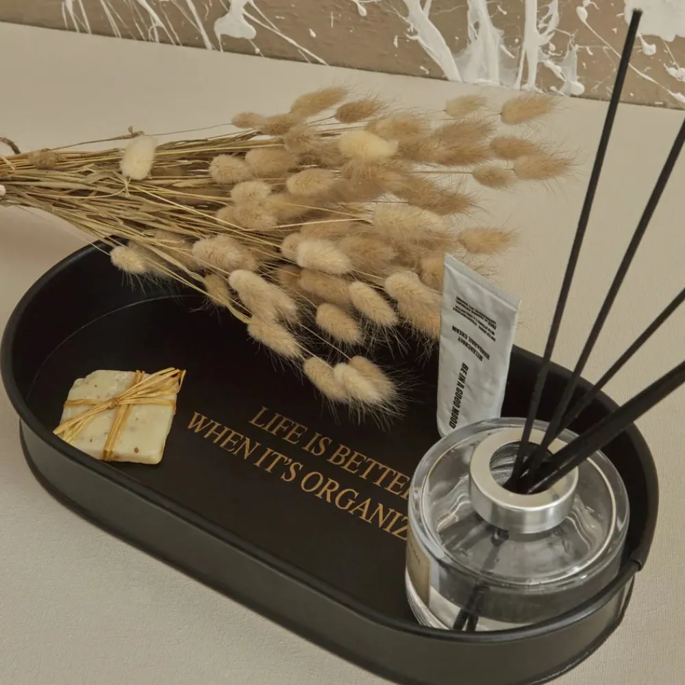 Discount Home Sylvia Decorative Tray and Organizer, 29cm, Black Trays