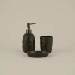 Discount Tracy 3-Piece Bathroom Accessory Set, Black Bath Accessories