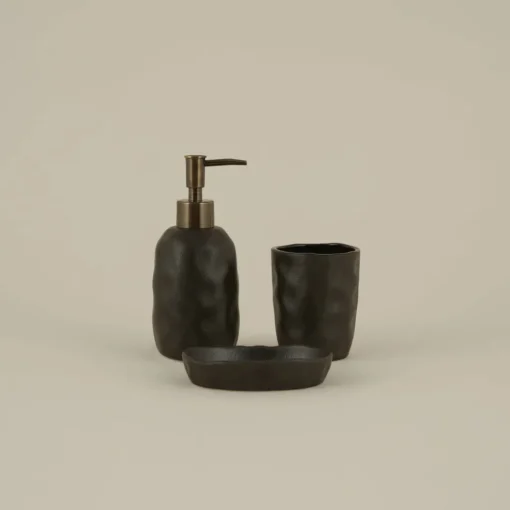 Discount Tracy 3-Piece Bathroom Accessory Set, Black Bath Accessories
