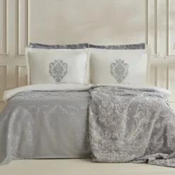 Hot Home Tugba 8-Piece Bedding Set, Double, Silver Bedding Sets