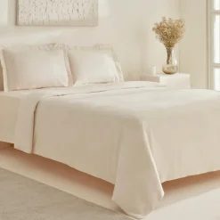 Sale Home White Collection Felves 100% Turkish Cotton Duvet Cover Set, Double, Beige Duvet Cover Sets
