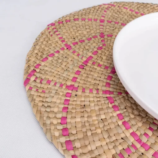 Outlet Home Wilton Placemat Set, 2 Piece, 38cm, Straw Pink Placemats