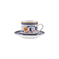 Ihlamur 4-Piece Bone China Espresso Turkish Coffee Cup Set for 2 People, 80ml, White Multi Espresso & Turkish Coffee Cup Sets
