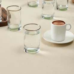 Sale Işıl 6-Piece Glass Small Water Glass Set for 6 Person, 110ml, Transparent Platinium Coffee Glasses