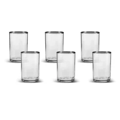 Sale Işıl 6-Piece Glass Small Water Glass Set for 6 Person, 110ml, Transparent Platinium Coffee Glasses