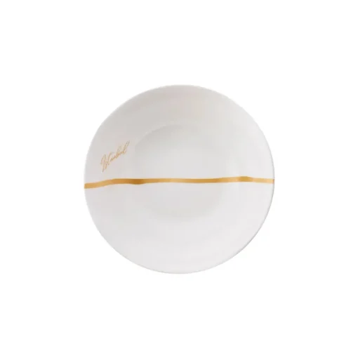 Online Istanbul Collection Istanbul Porcelain CerealSoup Bowl, 14cm, Gold White Bowls