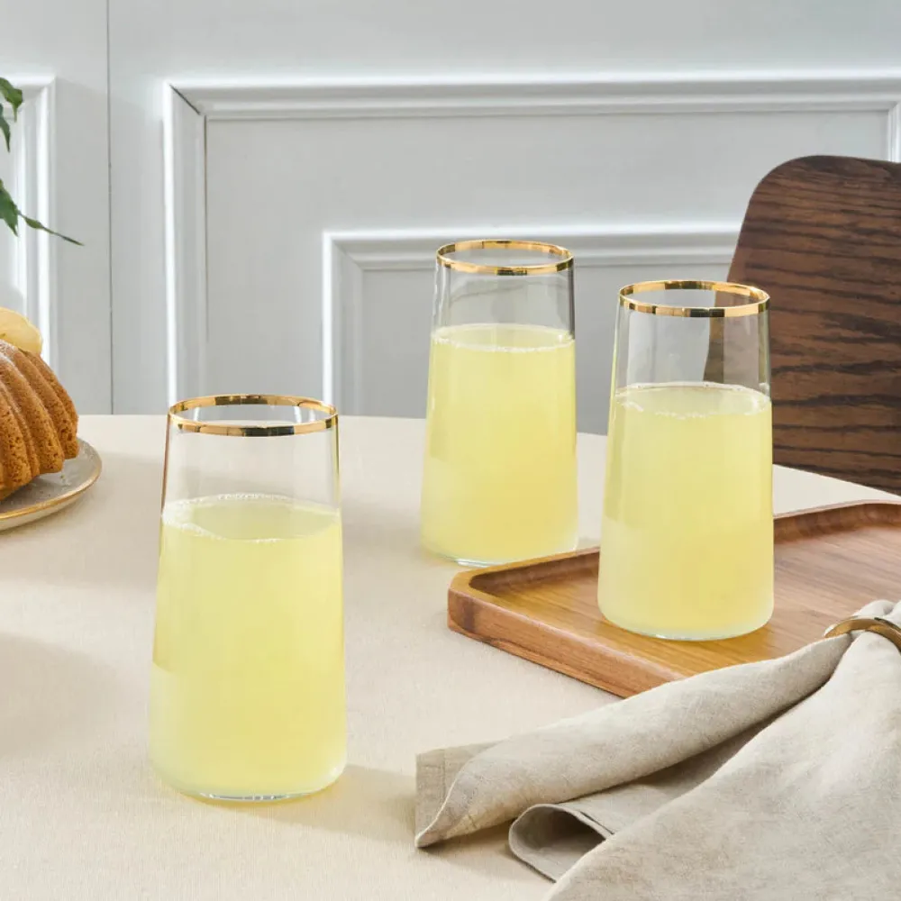 Jasmine 3-Piece Highball Glass Set, 520ml, White Highball Glasses