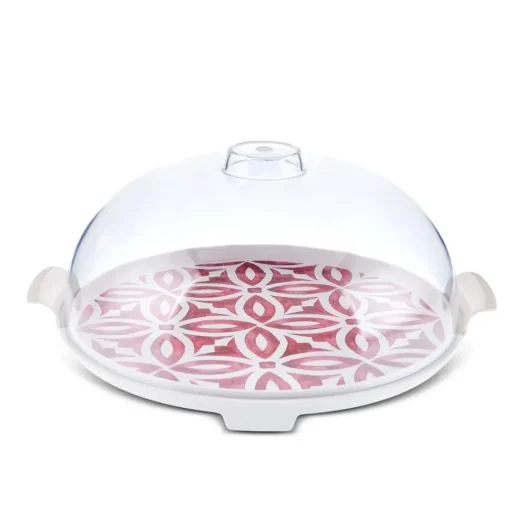 New Jofy 2-Piece Cake Dome, 35cm, Red Serving Platters