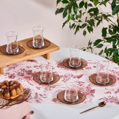Hot Juliet 12-Piece Turkish Tea Set for 6 People, Brown Turkish Tea Sets