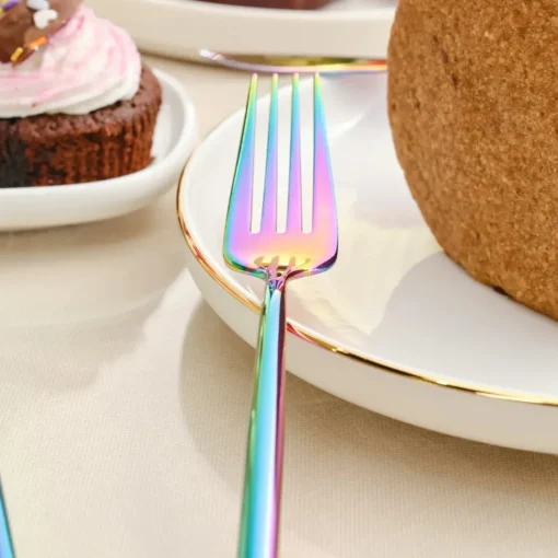 Best Jupiter 30-Piece Stainless Steel Cutlery Set for 6 People, Shiny Rainbow Cutlery Sets