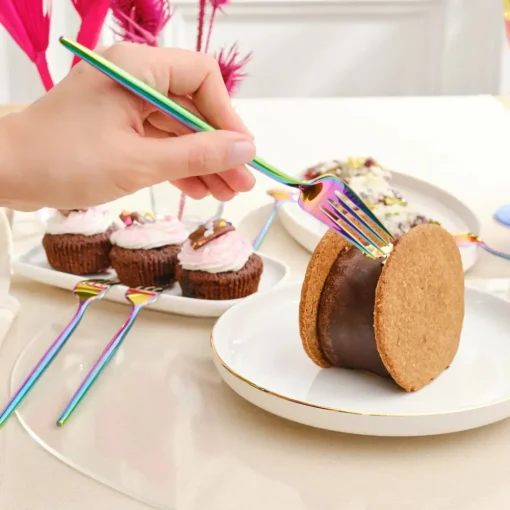 Best Jupiter 30-Piece Stainless Steel Cutlery Set for 6 People, Shiny Rainbow Cutlery Sets