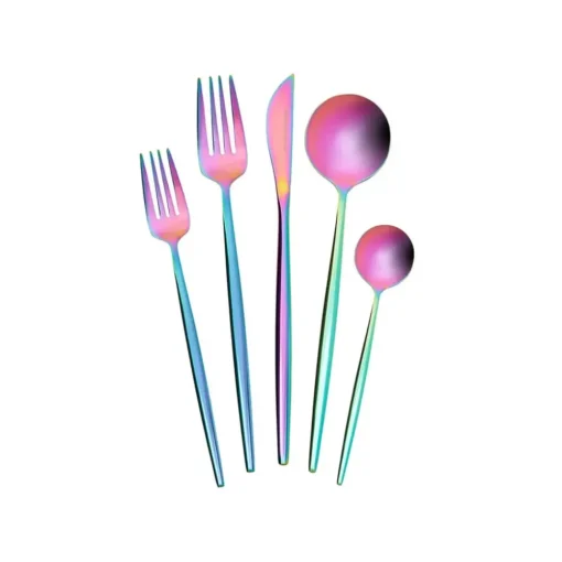 Best Jupiter 30-Piece Stainless Steel Cutlery Set for 6 People, Shiny Rainbow Cutlery Sets