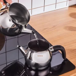 New Kayra Stainless Steel Induction Teapot Set, Medium, Black Silver Turkish Coffee Pots|Turkish Teapots