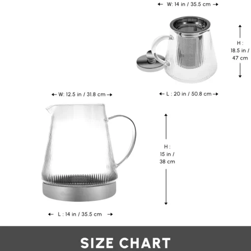 Discount Keops XL Borosilicate Glass Teapot Set, Transparent Silver Turkish Teapots